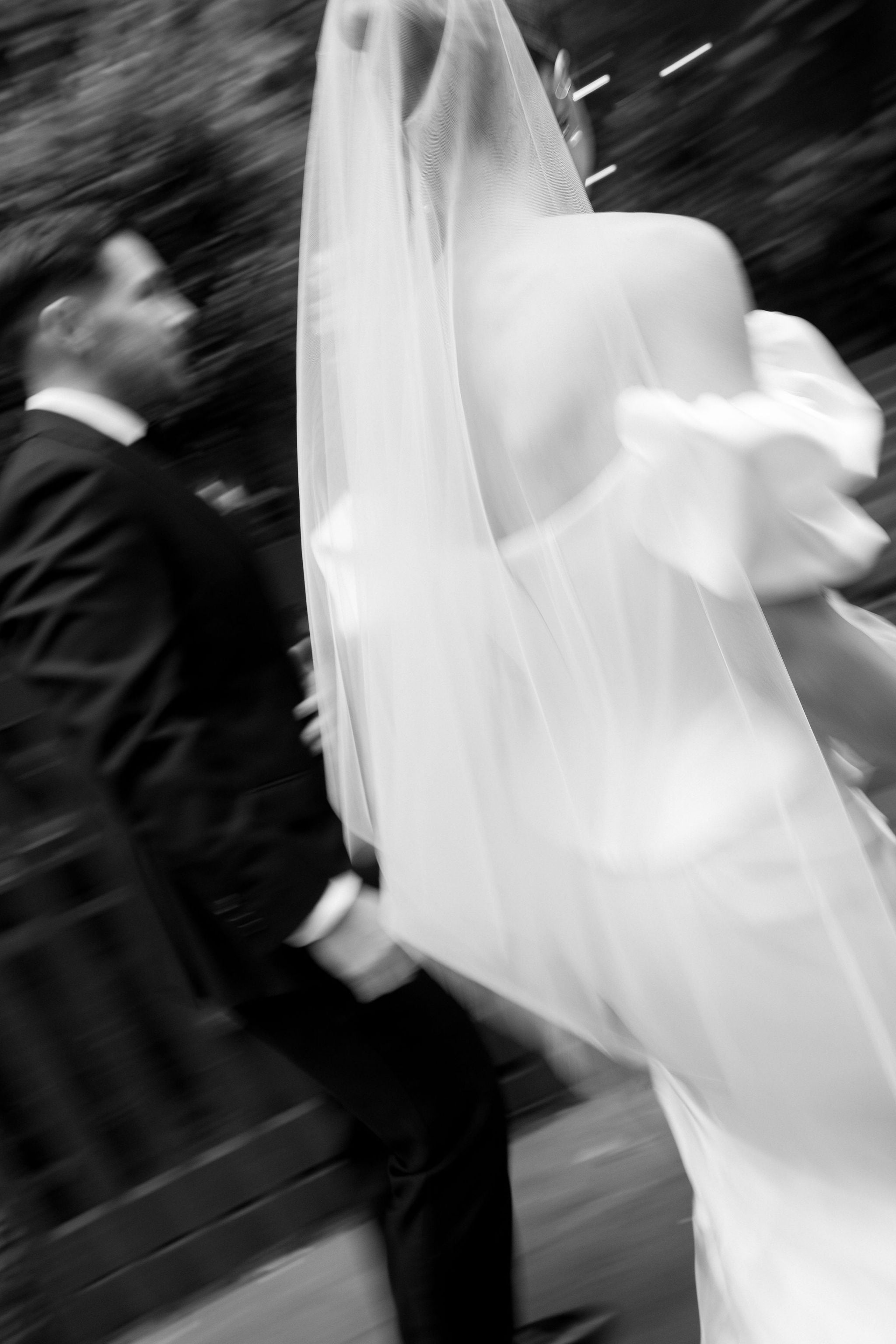 Real bride wearing strapless wedding dress