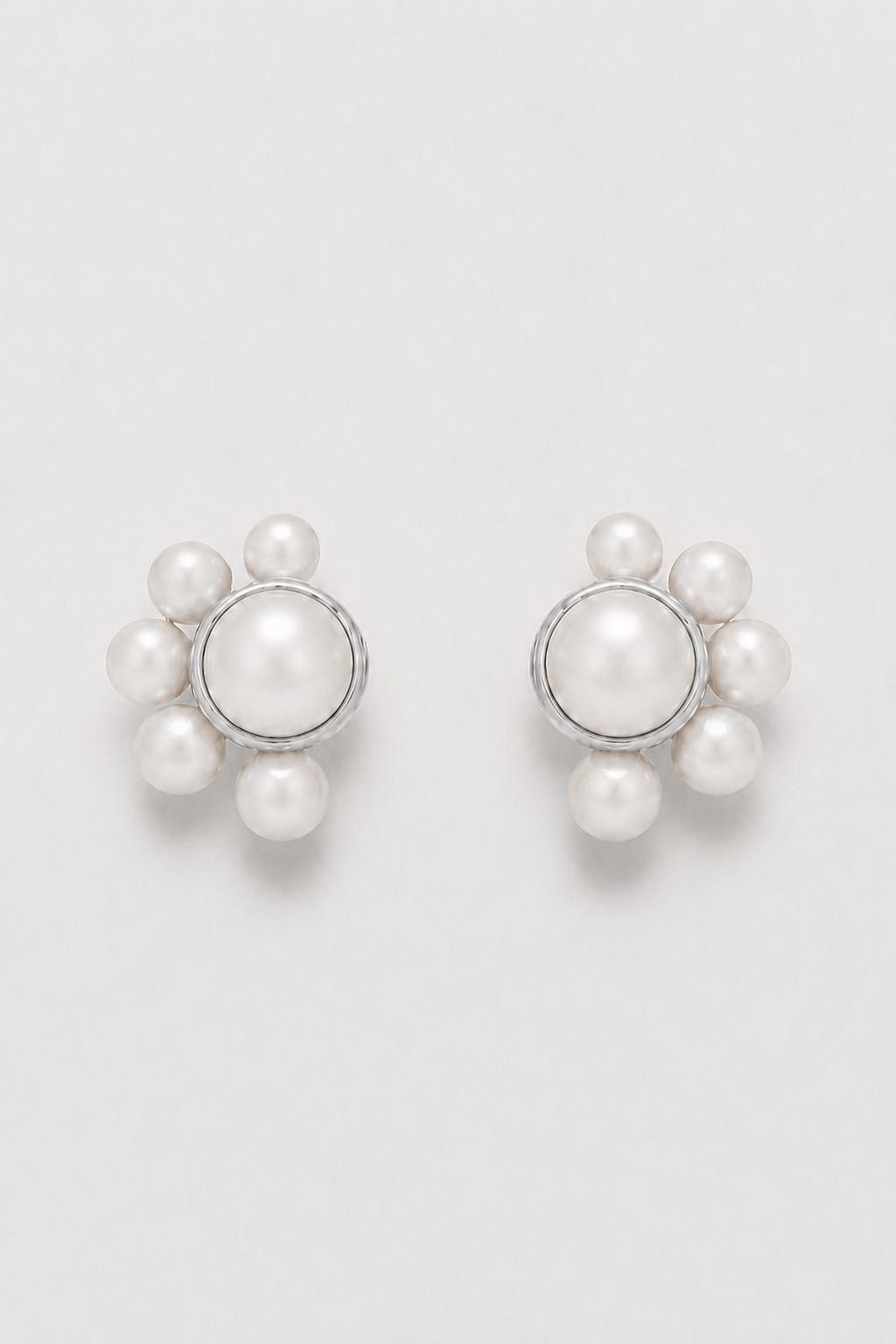 White Gold Pearl Wedding Earrings for a Bohemian Bride