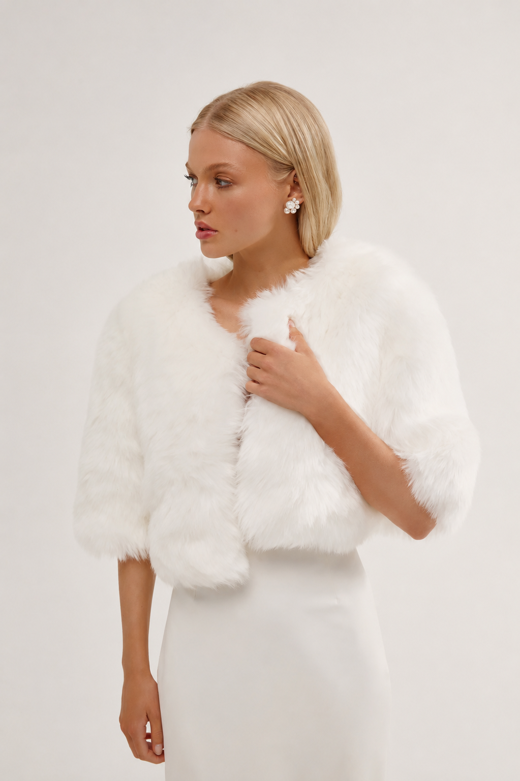 Fur wedding jacket for winter wedding