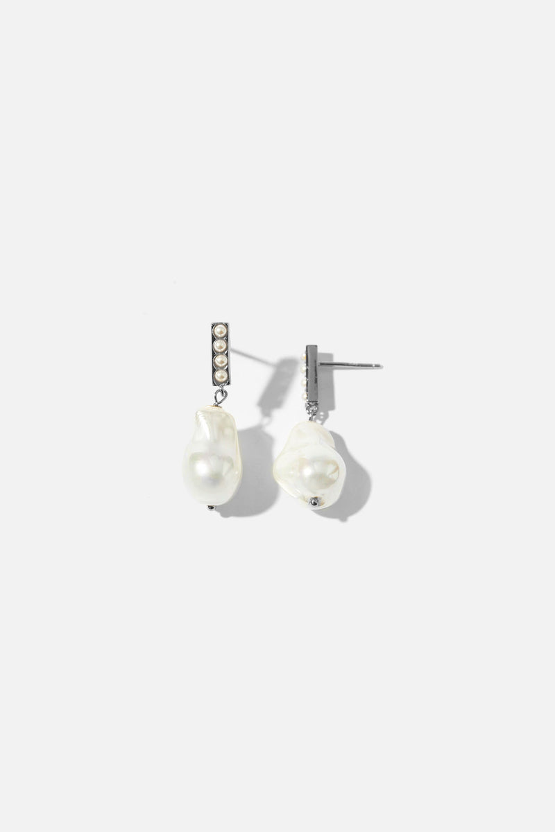 Classic Silver Pearl Bridal Earrings - Wedding Accessories