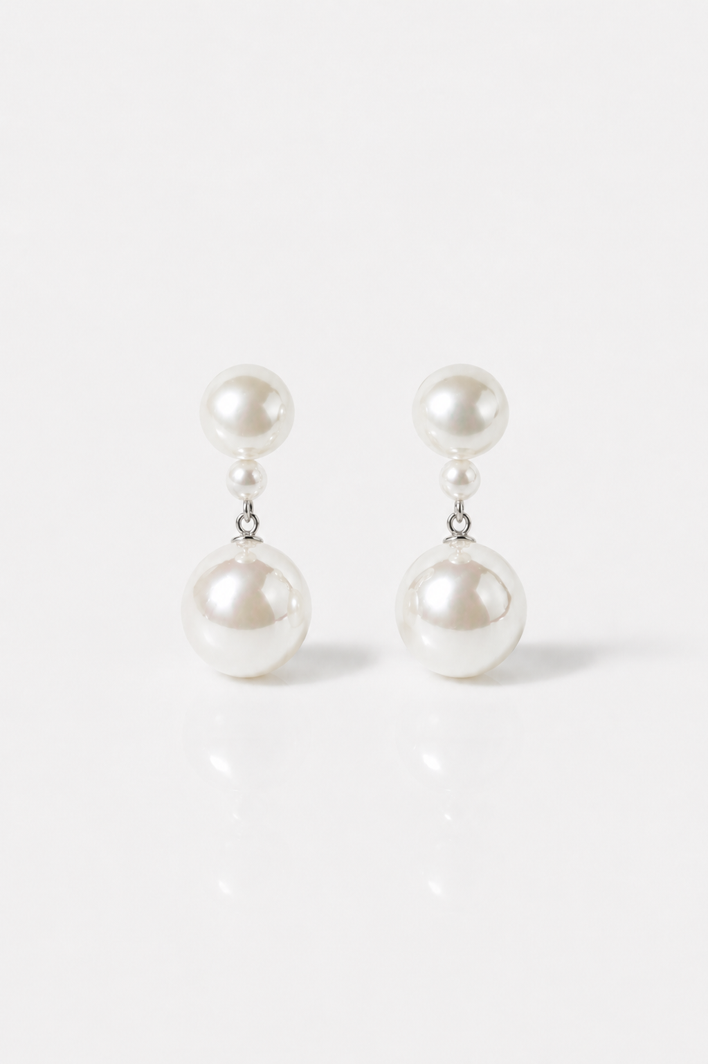 Classic Pearl Double Wedding Earrings, Silver Modern Wedding Jewellery
