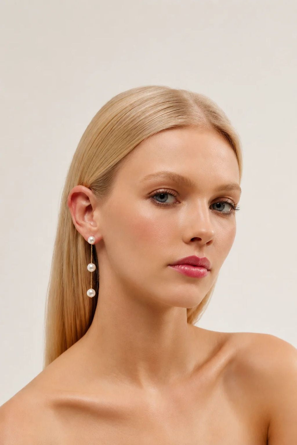 Organic Freshwater Chain Drop Wedding Earrings