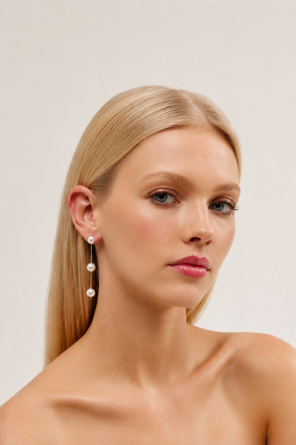 FRESHWATER IMOGEN - LONG PEARL CHAIN WEDDING EARRINGS