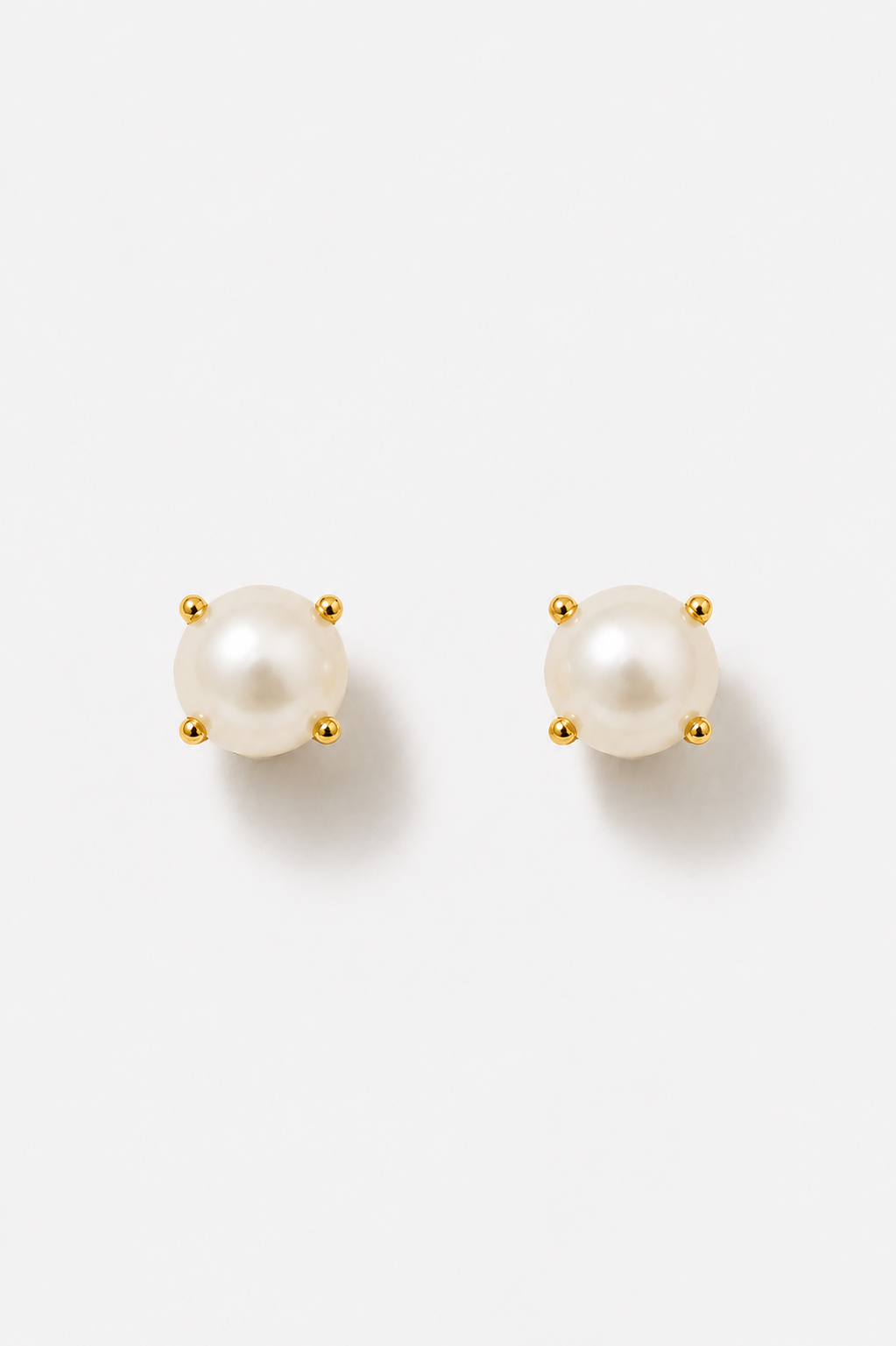 Organic Freshwater Pearl Stud Earrings with gold detail