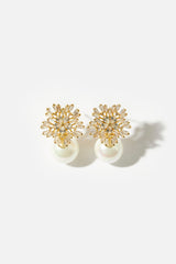 Gold Pearl Wedding Earrings for modern brides