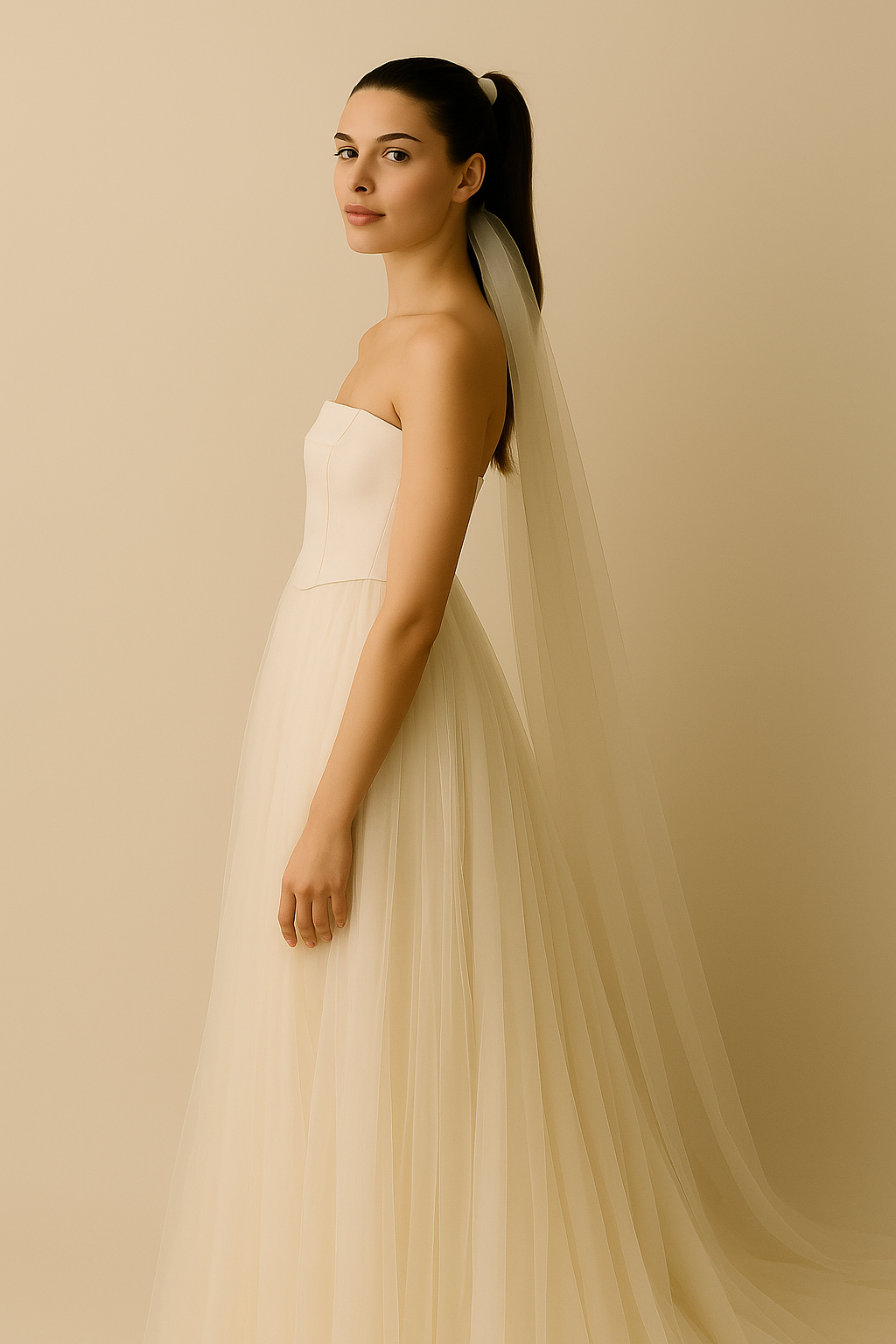 Ponytail Wedding veil