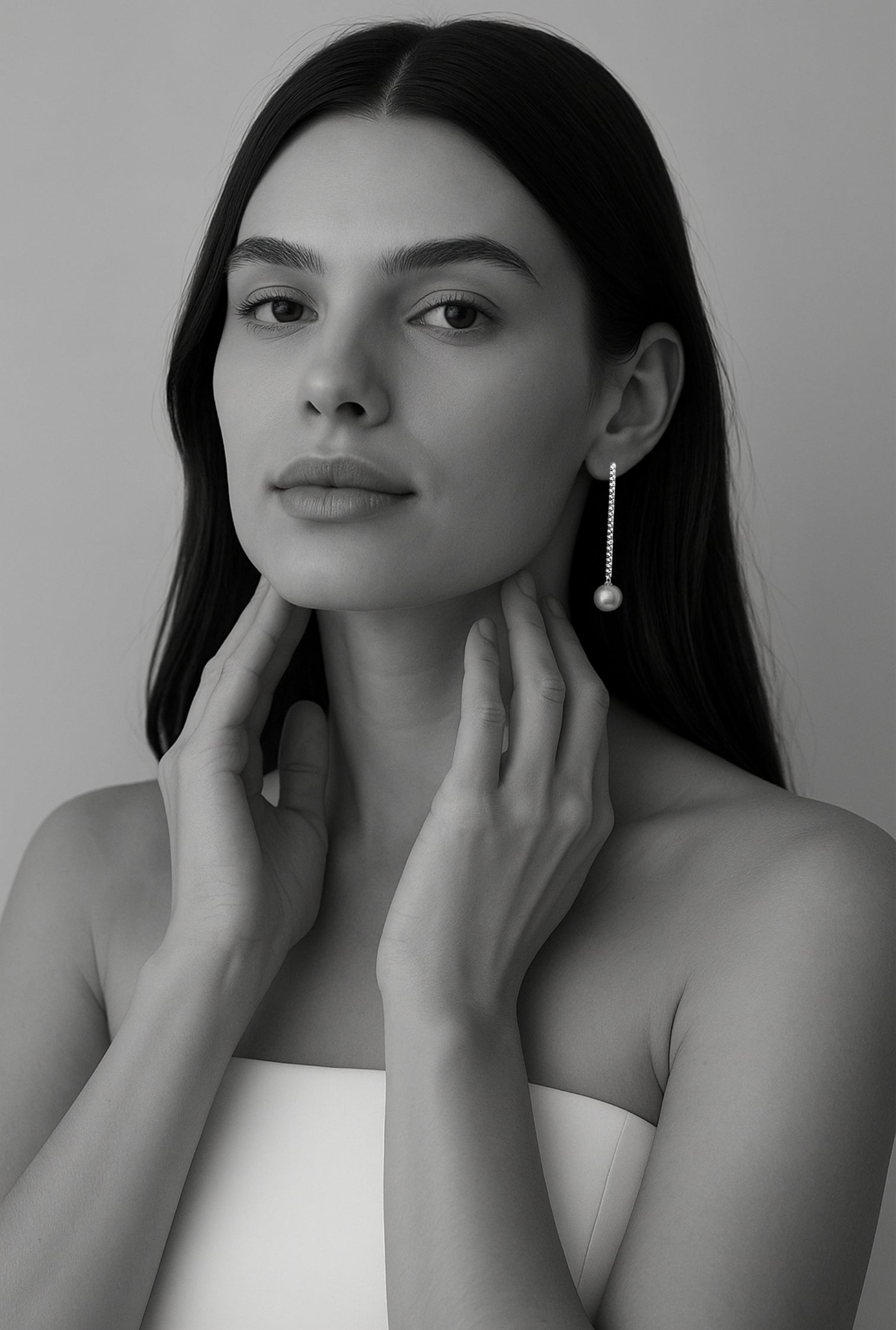 Crystal and Pearl Wedding Earrings in Silver