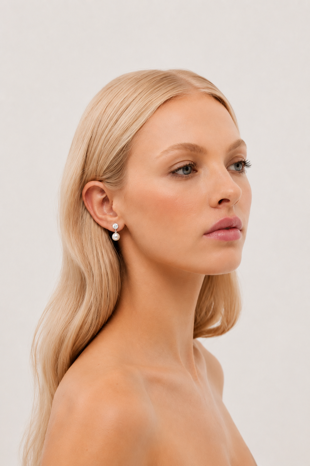 Small Pearl Diamond Wedding Earrings