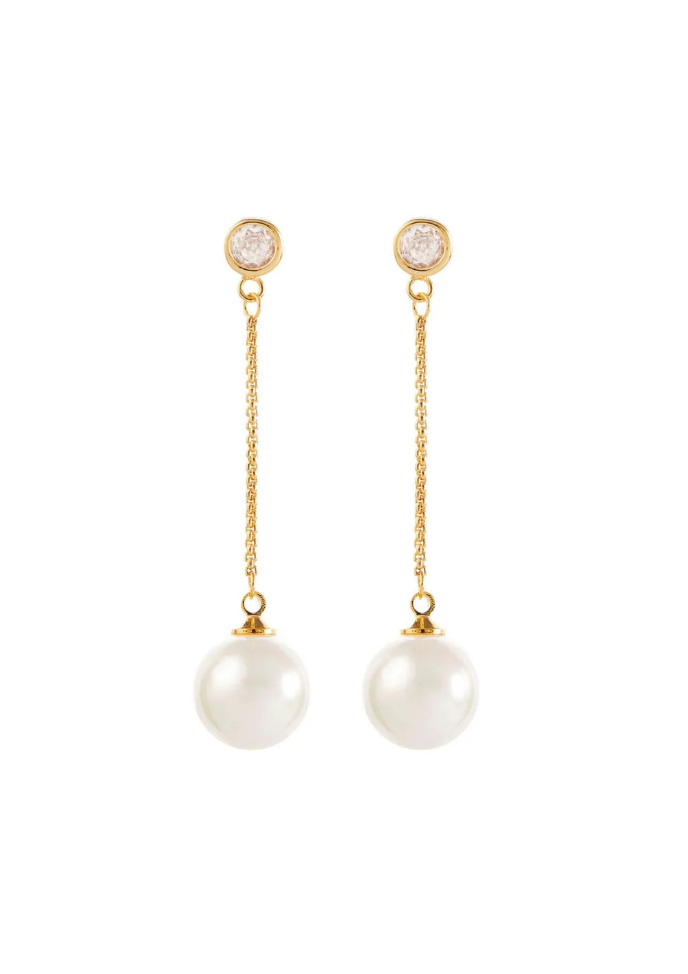 Long Pearl and Chain Wedding Earrings
