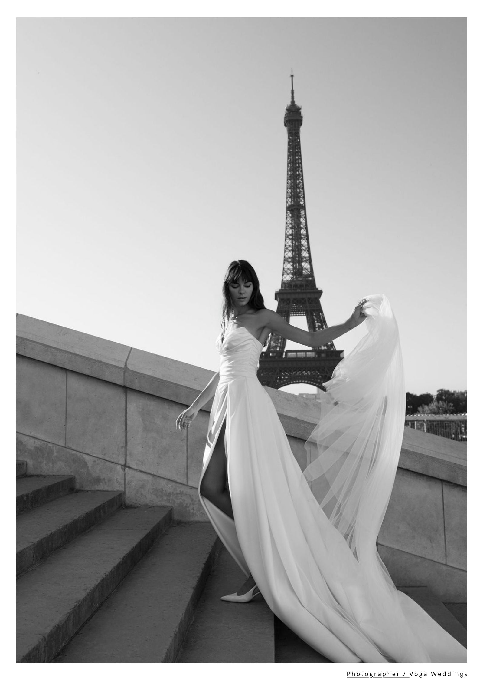 Long Wedding Veil with face blusher White