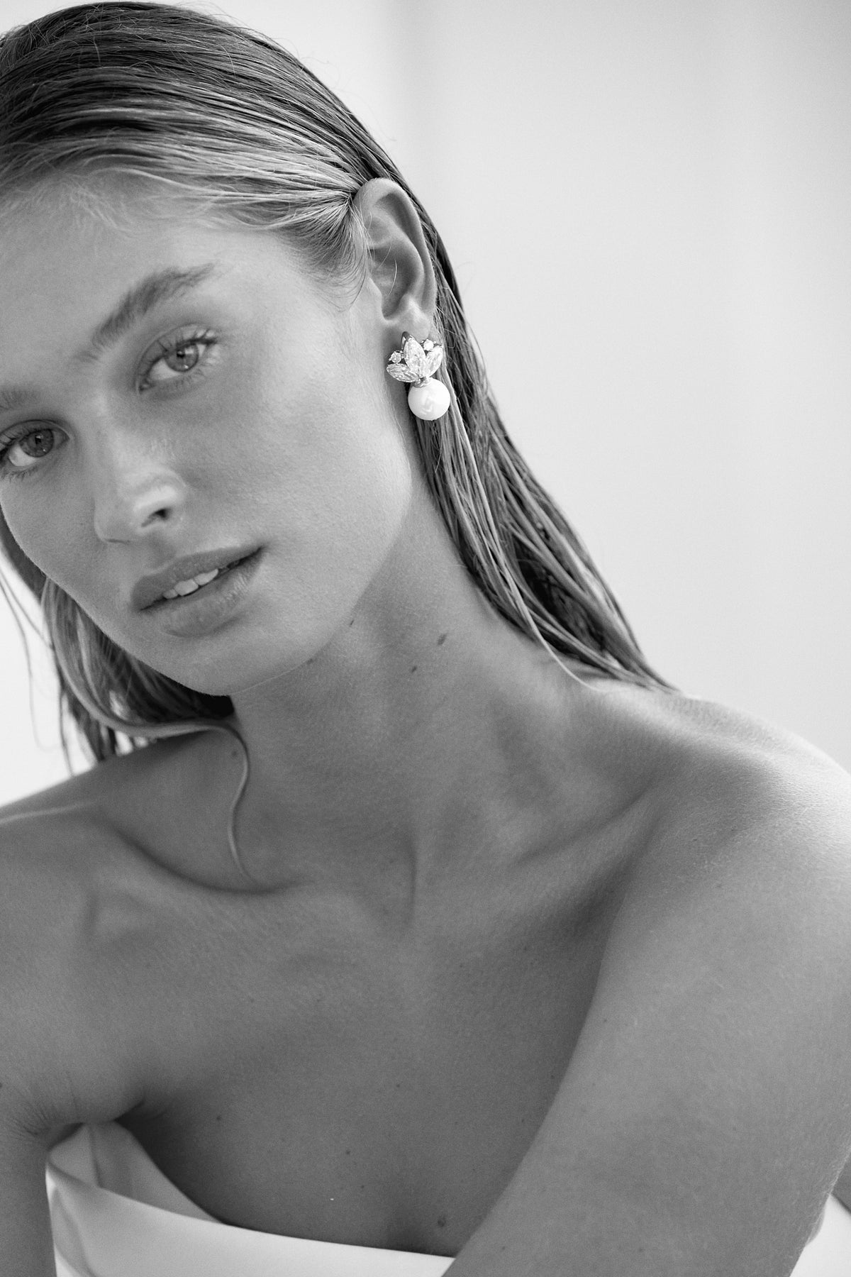 HARPER - Contemporary Bridal Earrings with Floating Pearls - GOLD