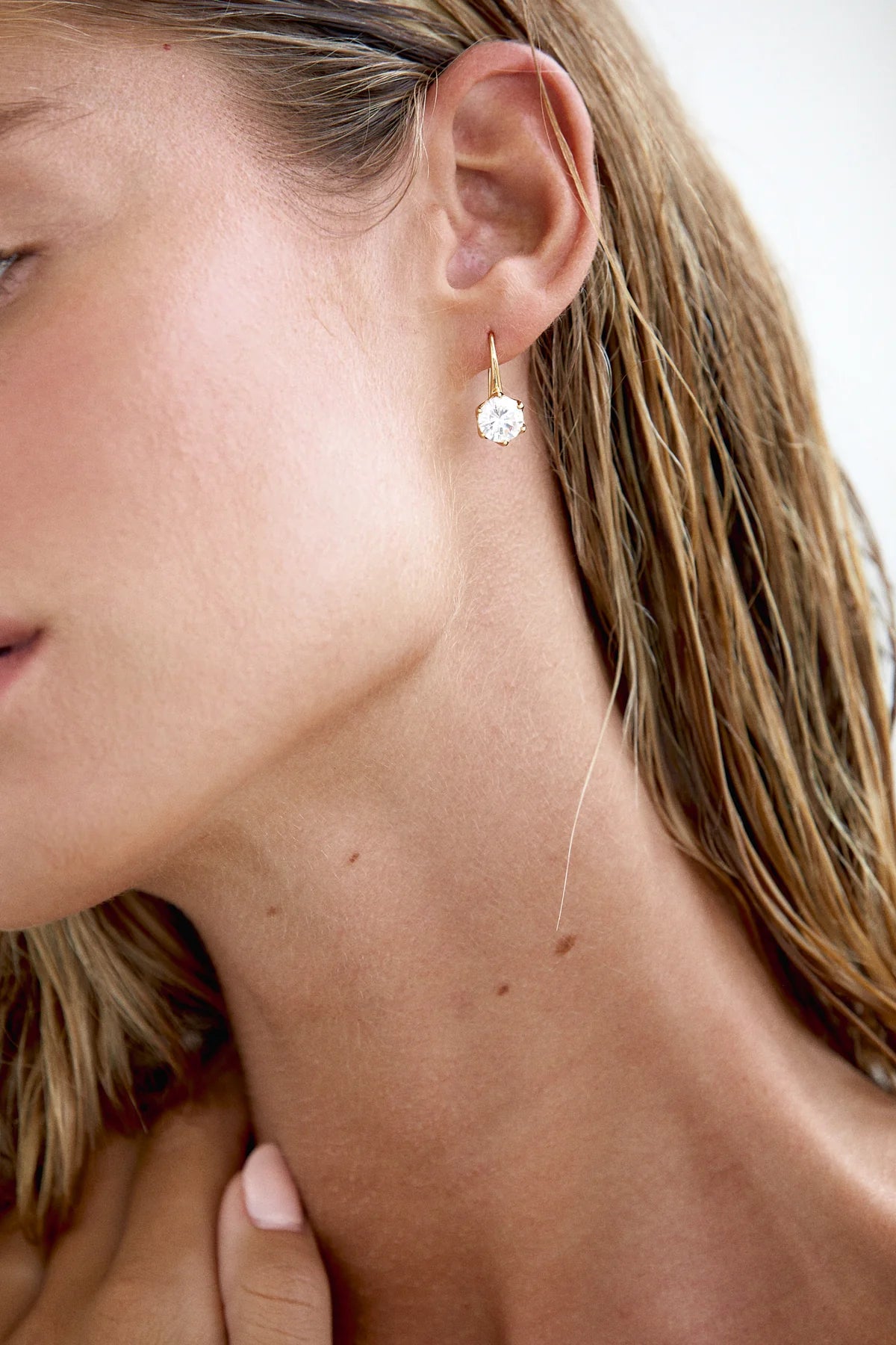 Amelie George Bridal Grace Single Crystal Earring Gold Bridal Jewelry Collection