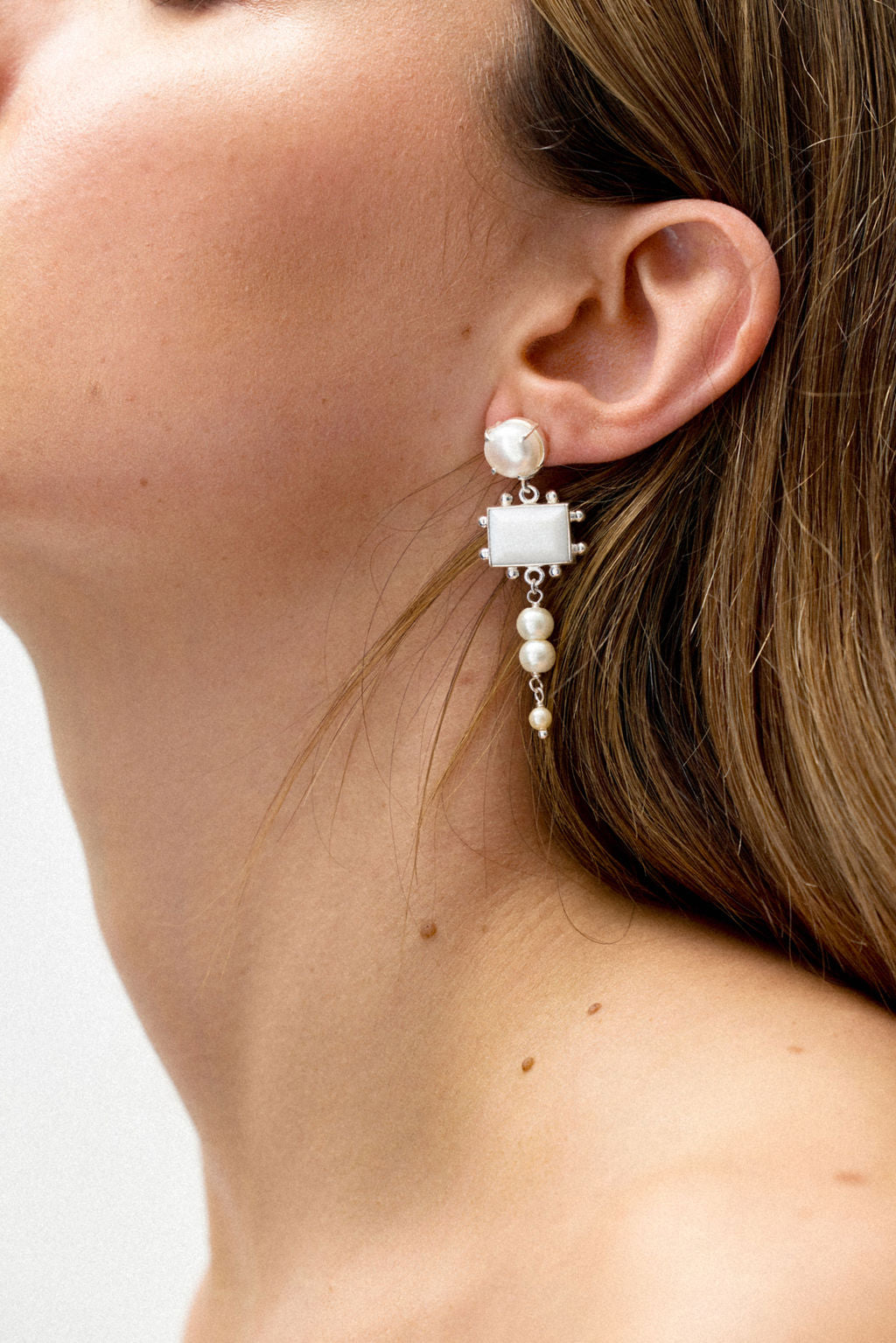 Wedding Accessory freshwater pearl drops in Silver