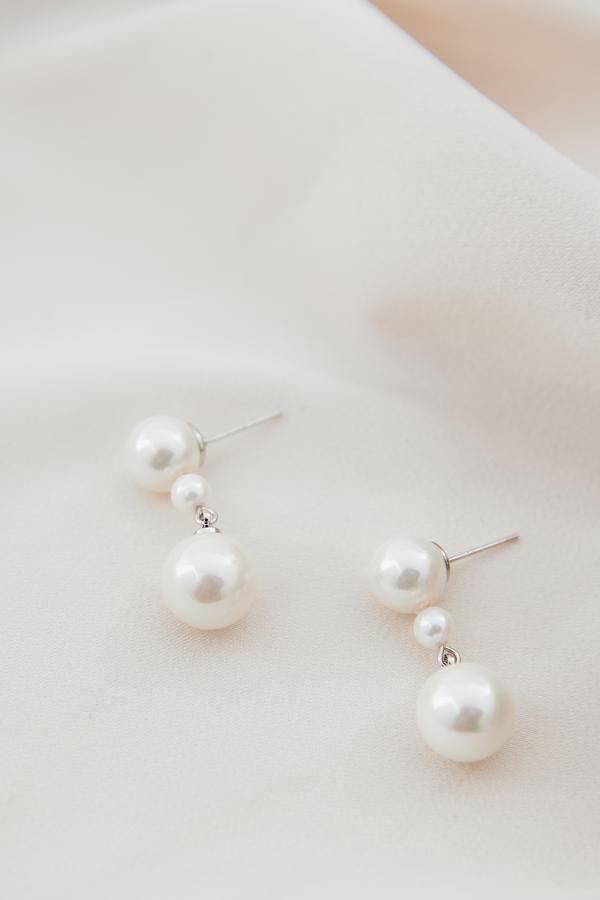 Classic Wedding Earrings, Silver Modern Wedding Jewellery  