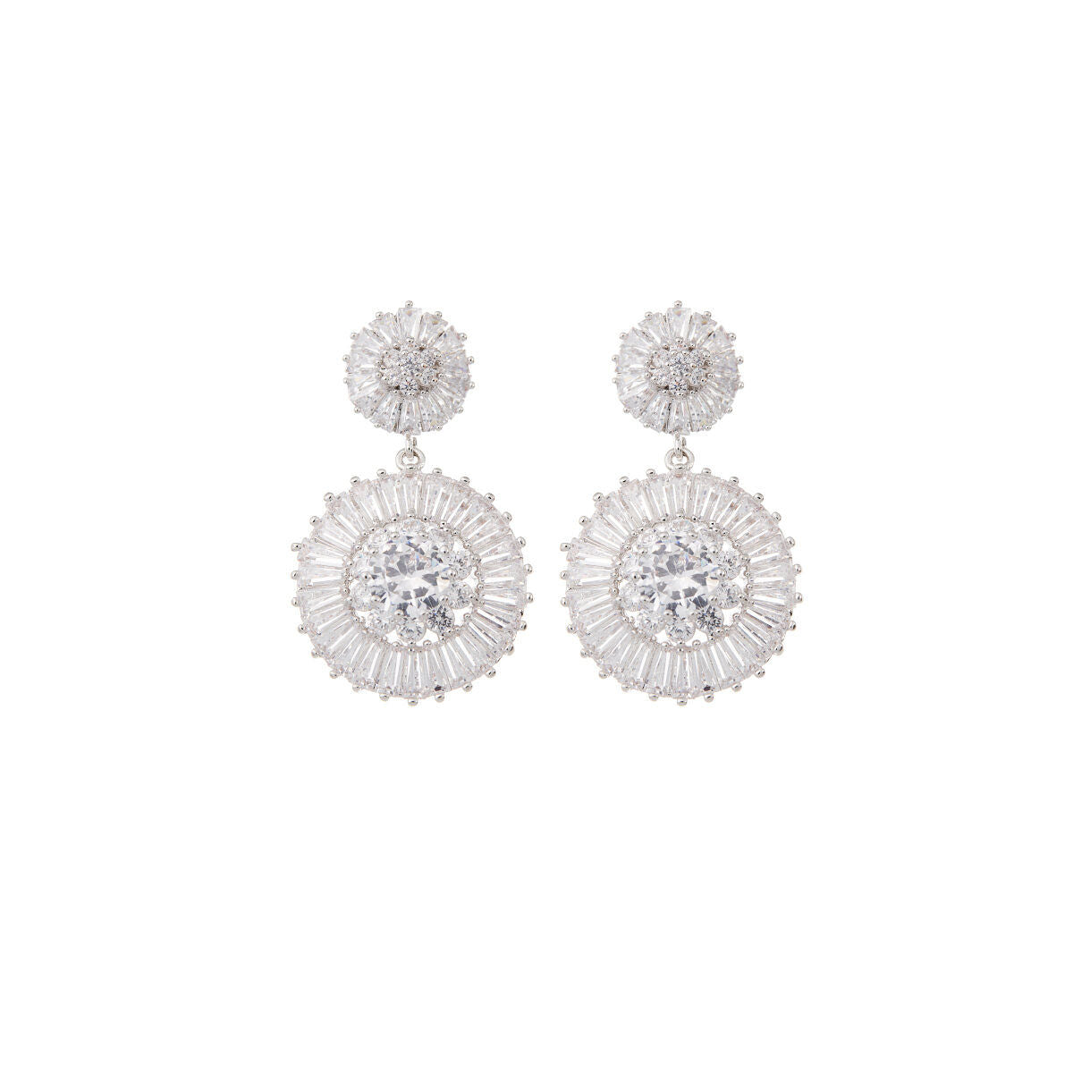 Diamond Drop Earrings Wedding by Amelie George Bridal Silver Modern Wedding Jewellery