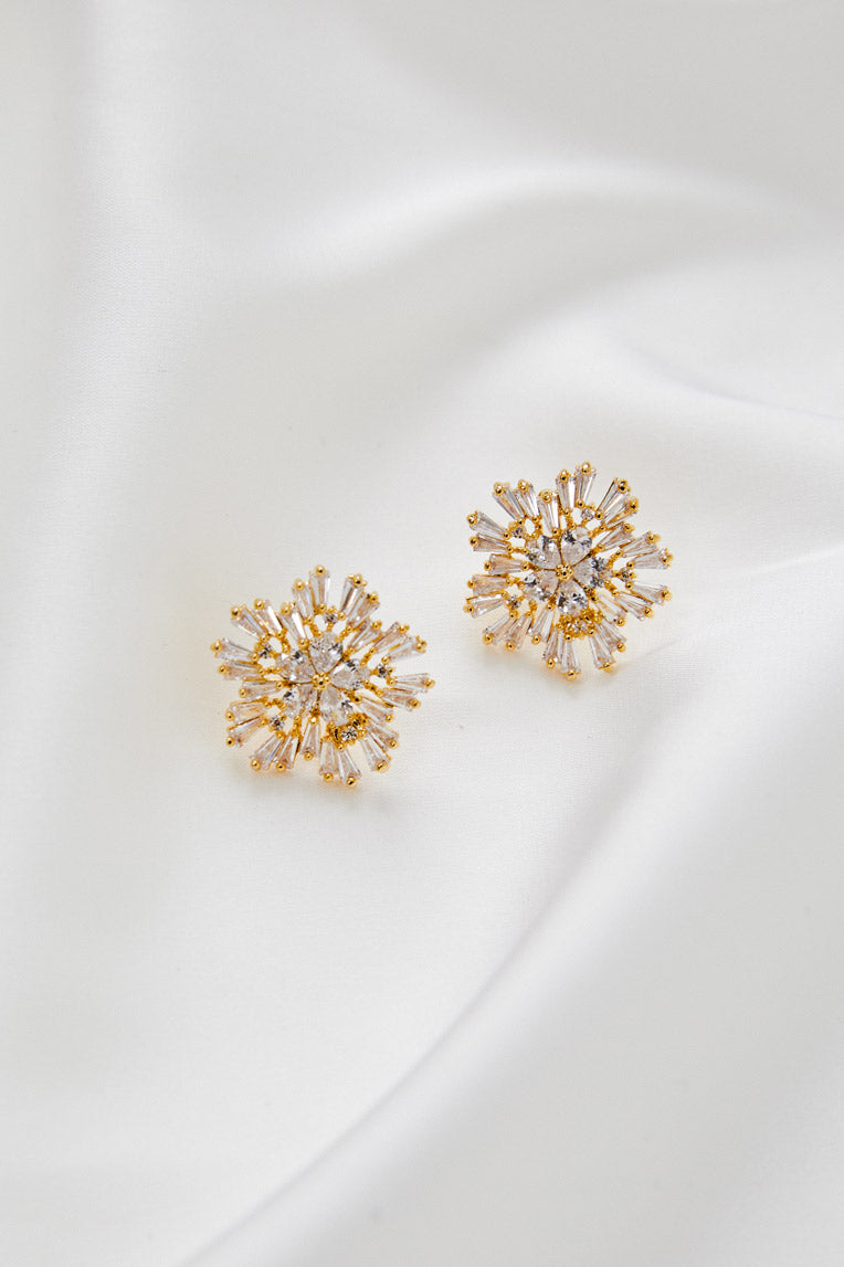 Diamond Stud Wedding Earrings by Amelie George Bridal-Gold Modern Wedding Jewellery