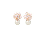 Diamond and Pearl Drop Earrings Wedding by Amelie George Bridal Rose Gold Modern Wedding Jewellery