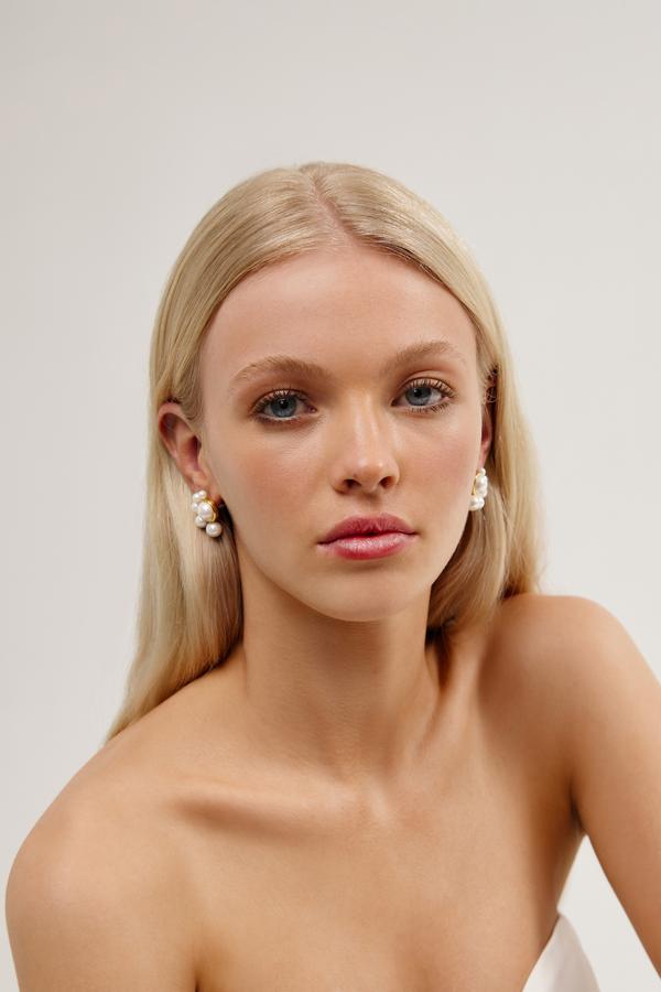 Gold Pearl Earrings For Wedding Day by Amelie George Bridal