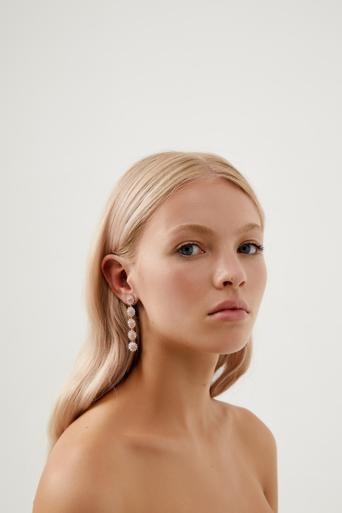 Long Diamond Earring Wedding by Amelie George Bridal-Rose Gold Modern Wedding Jewellery
