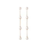 Long Gold Pearl Earrings for Bride-Gold Modern Wedding Jewelry  