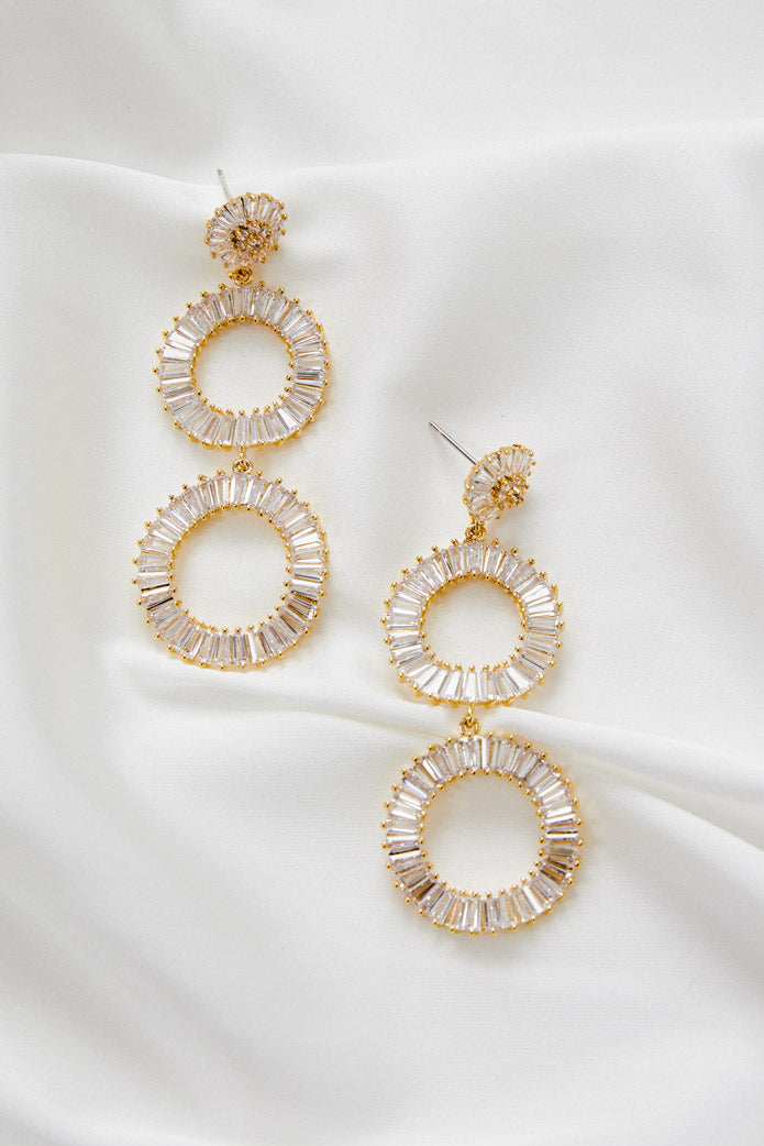 Long Gold Statement Bridal Earrings by Amelie George Bridal