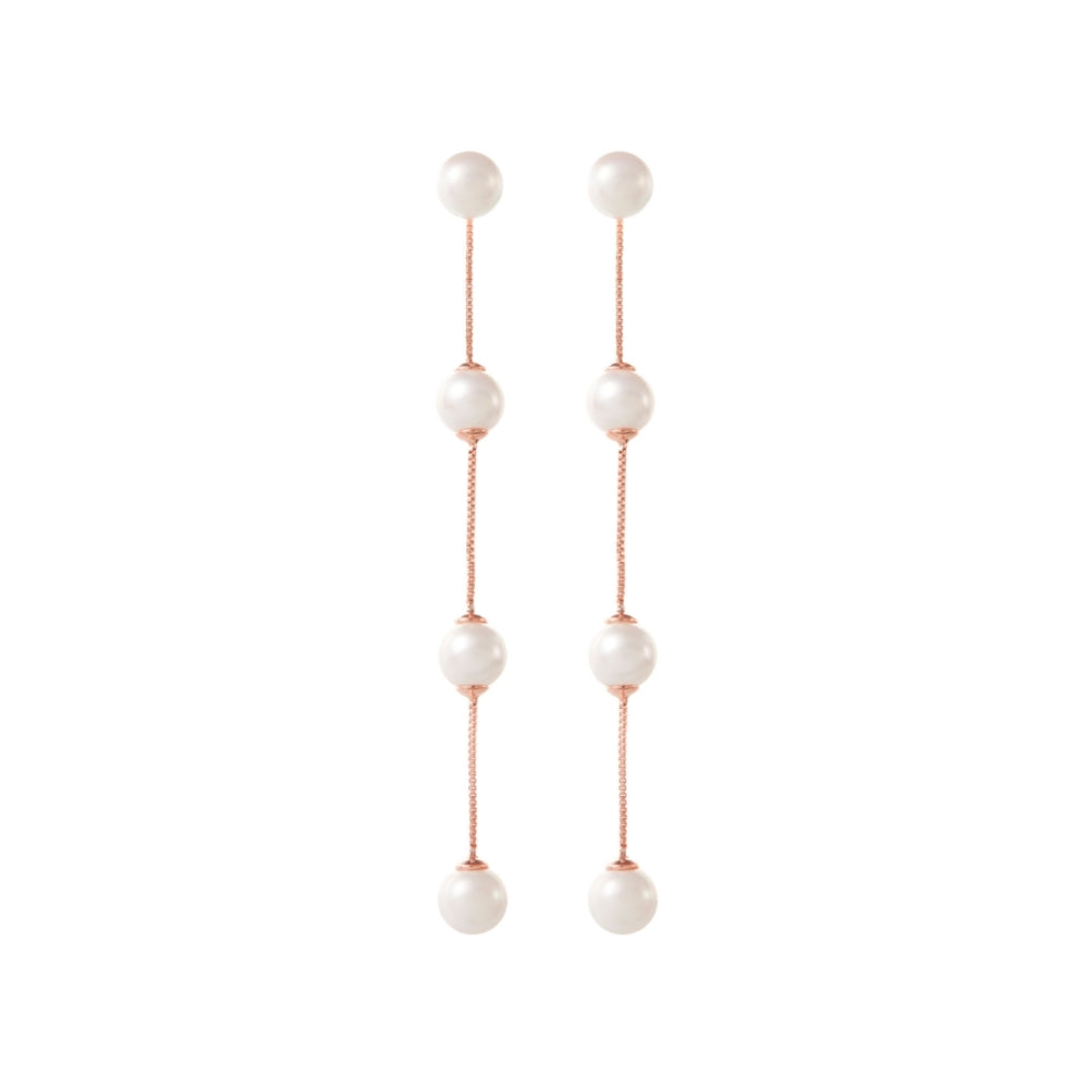 IMOGEN - LONG PEARL CHAIN WEDDING EARRINGS - ROSE GOLD