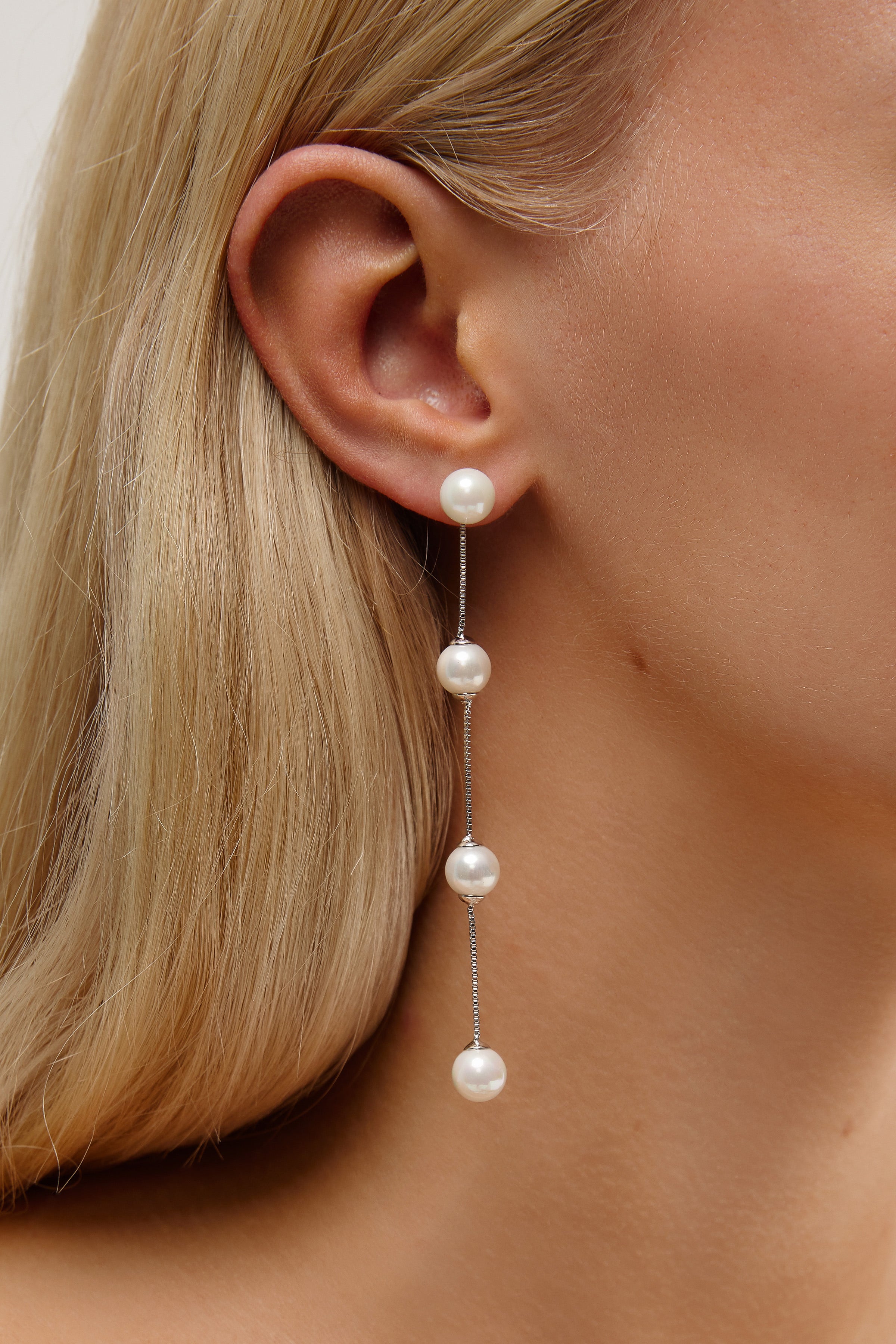 Minimal Long Bridal Earring - Silver Modern Wedding Jewellery