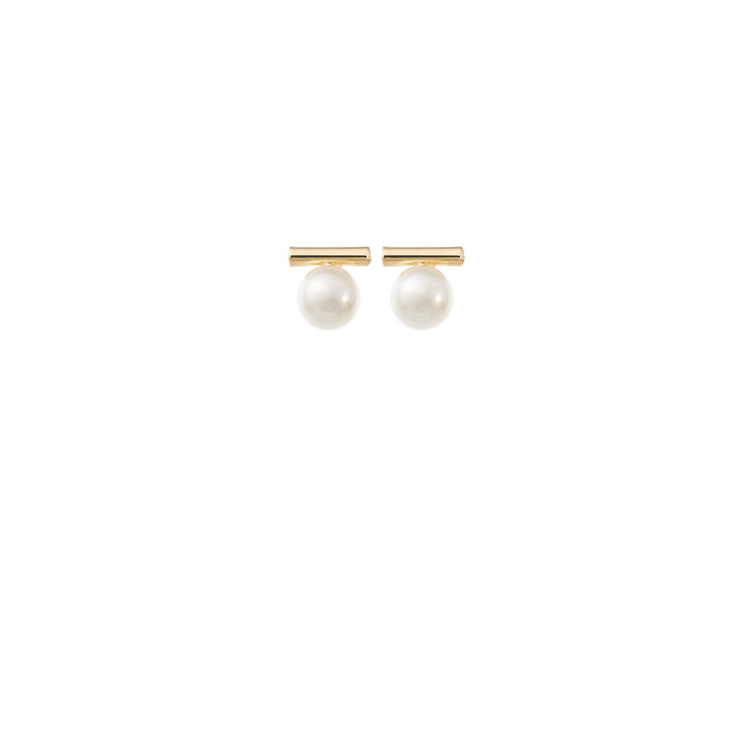 Minimalist Pearl Wedding Earrings in Gold by Amelie George Bridal
