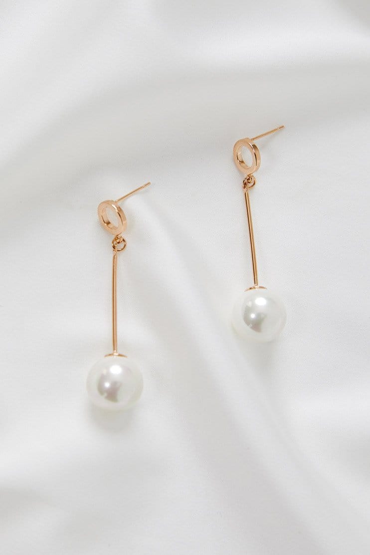 Hoop Earrings Gold Pearl Drop Earrings Wedding BELLA Gold Gold