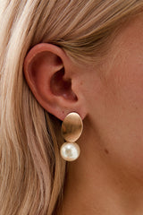 Pearl Dangle Wedding Earrings by Amelie George Bridal, Rose Gold Modern Wedding Jewellery