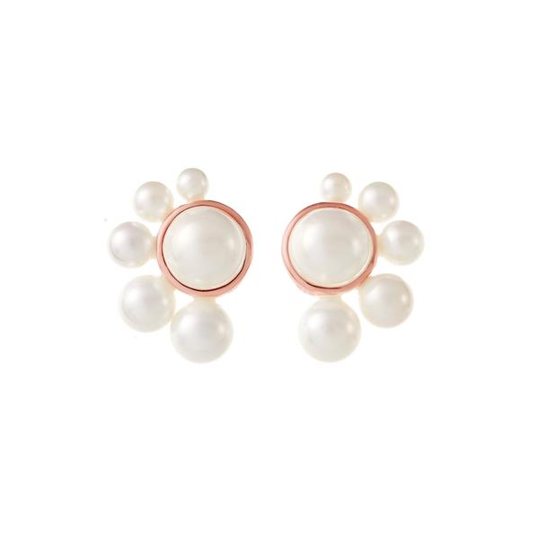 Rose Gold Pearl Earrings For Wedding Day by Amelie George Bridal