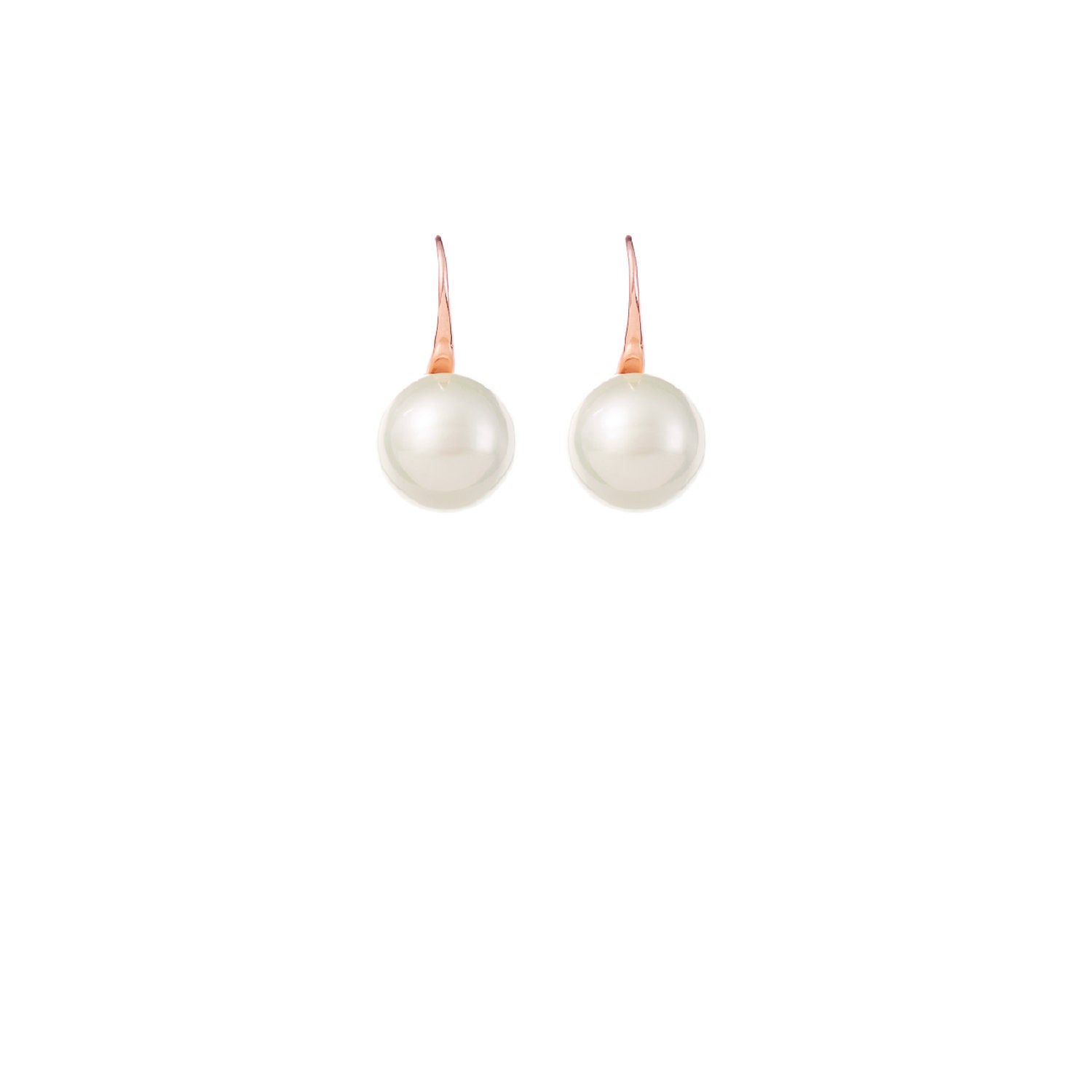 Rose Gold Single Pearl Wedding Earrings by Amelie George Bridal