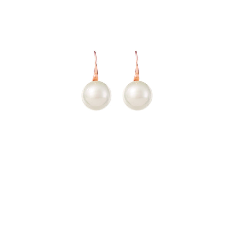 Rose Gold Single Pearl Wedding Earrings by Amelie George Bridal 