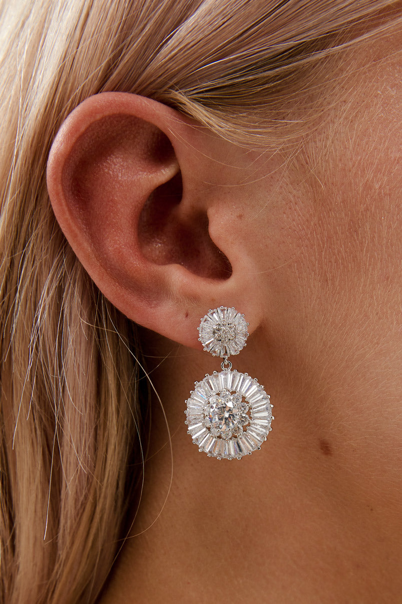 Silver Diamond Wedding Earrings by Amelie George Bridal