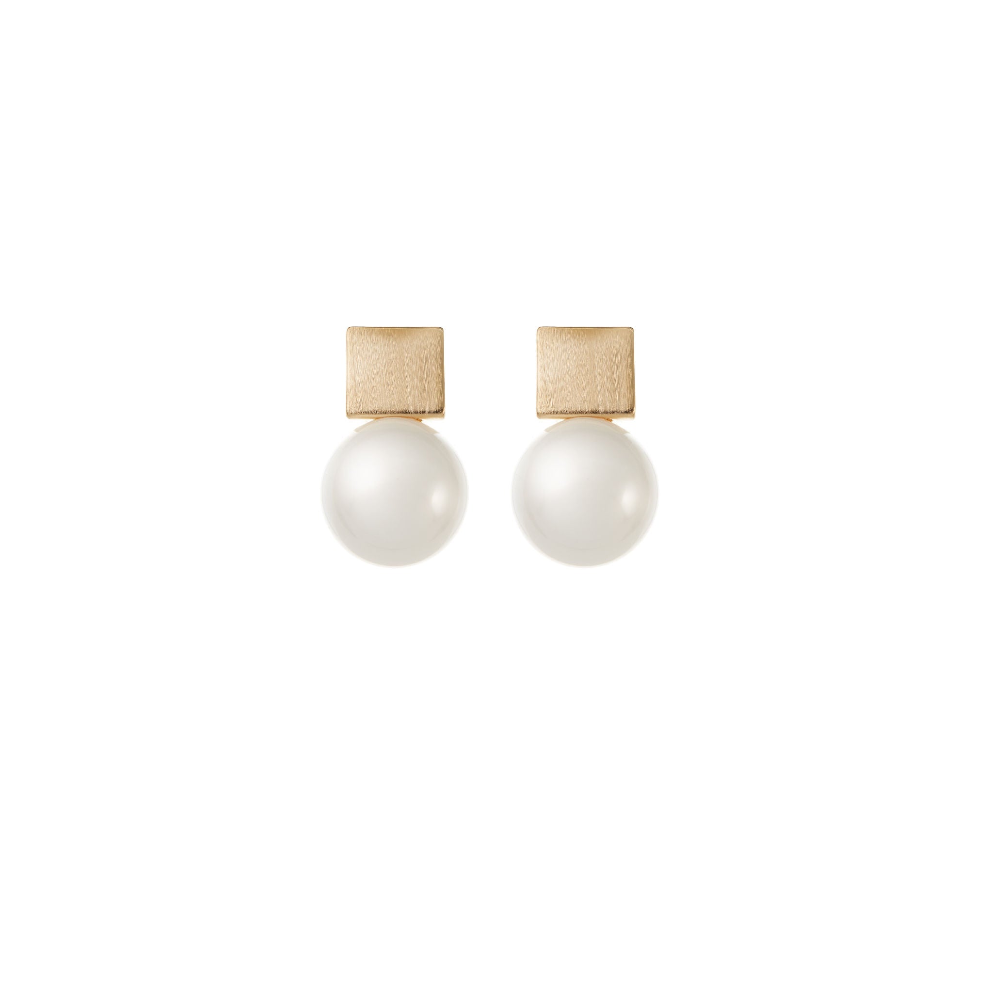 Simple Pearl Wedding Earrings in Gold by Amelie George Bridal