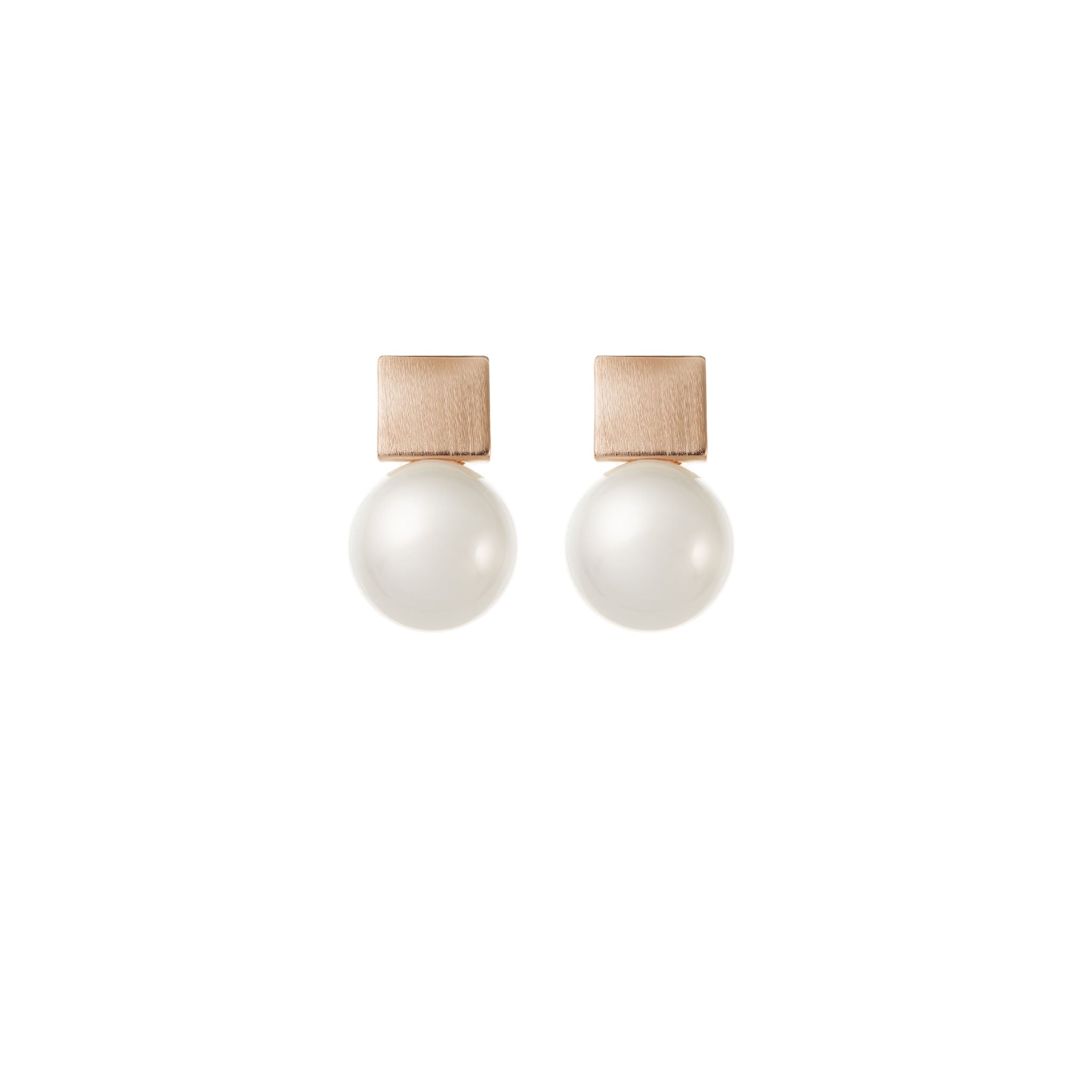 Simple Pearl Wedding Earrings in Rose Gold by Amelie George Bridal