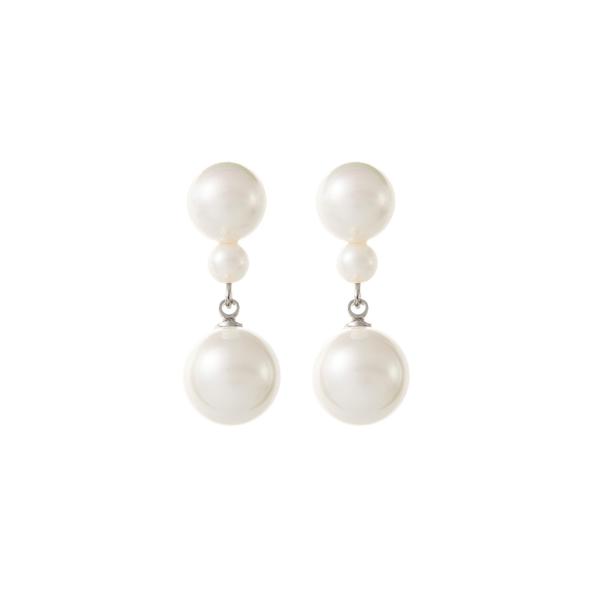 Small Pearl Wedding Earrings by Amelie George Bridal,  Silver
