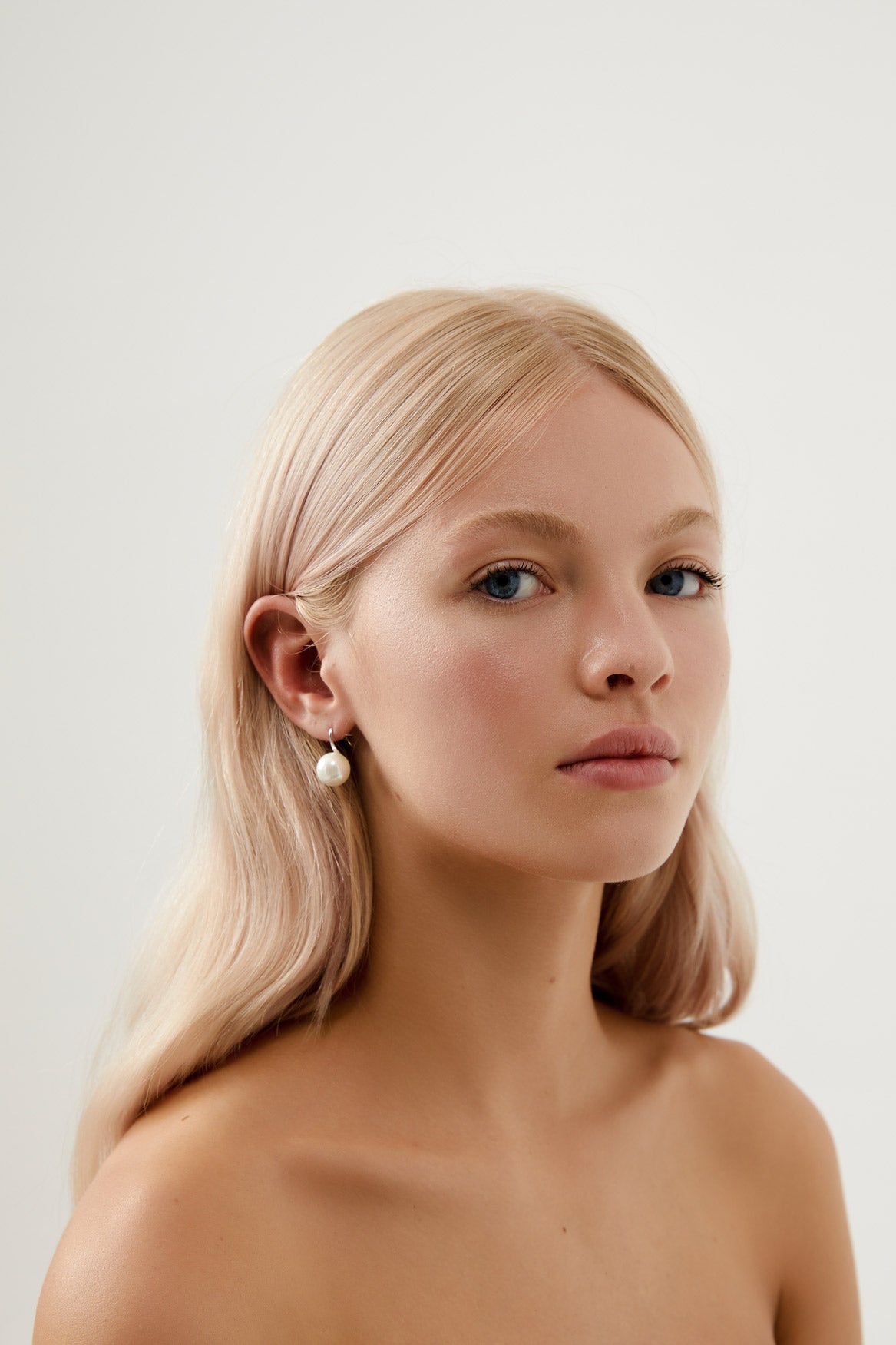 Small Pearl Wedding Earrings in White Gold by Amelie George Bridal