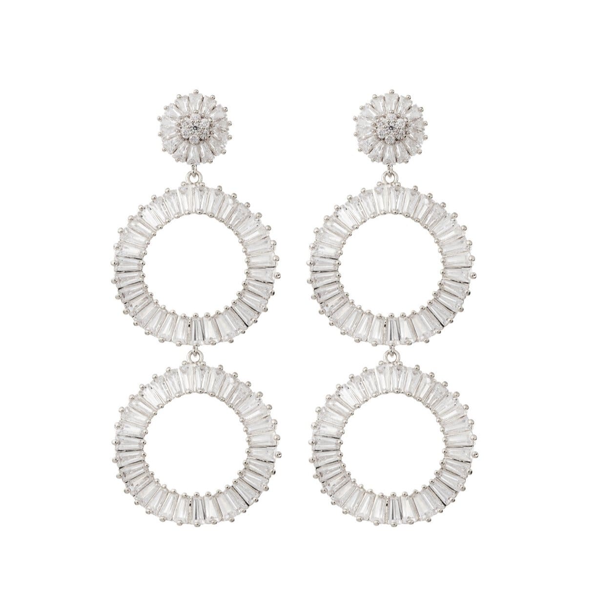 Statement Diamond Earrings Wedding by Amelie George Bridal-Silver Modern Wedding Jewellery