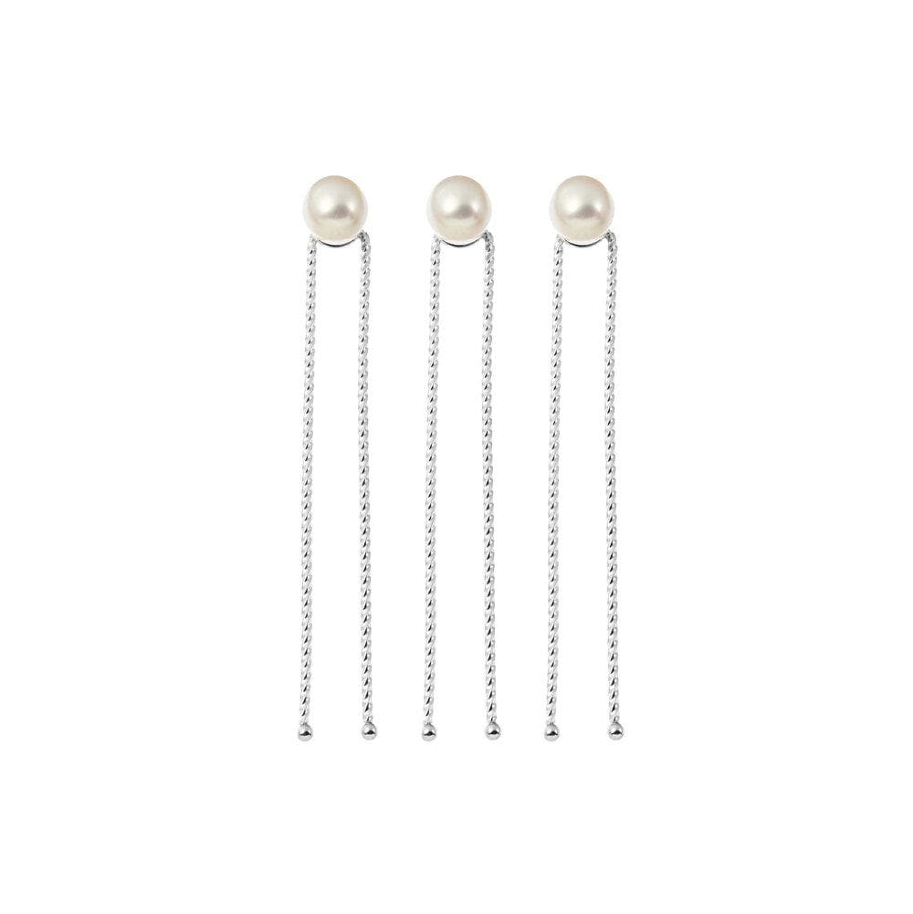 Individual natural freshwater pearls set on silver hairpins for brides to wear on wedding day