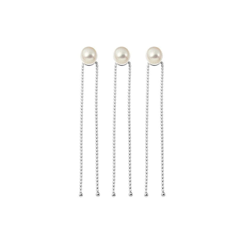 Individual natural freshwater pearls set on silver hairpins for brides to wear on wedding day