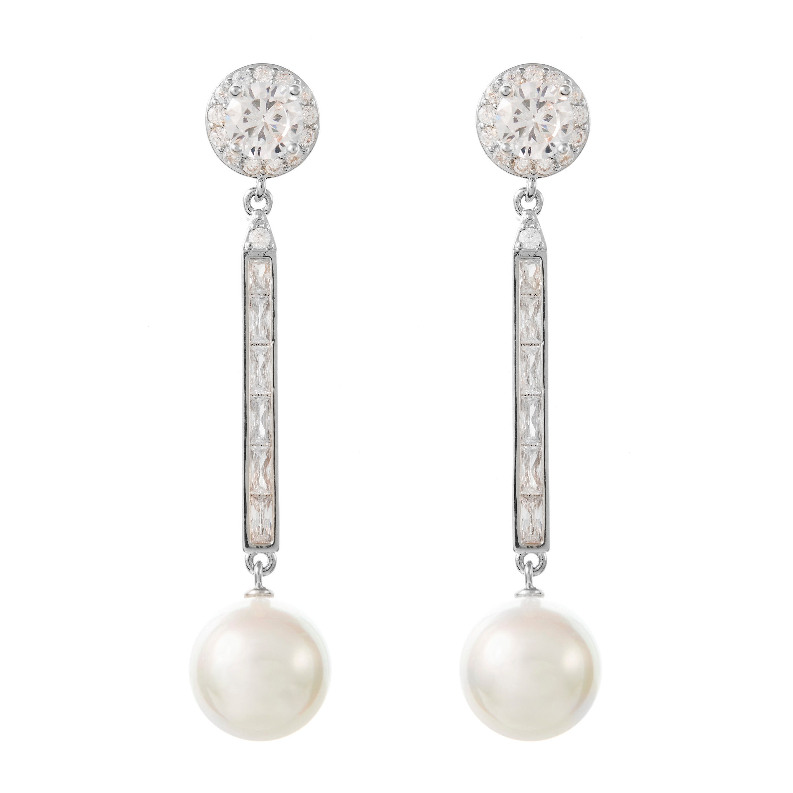 art deco wedding earrings crystal pearl silver