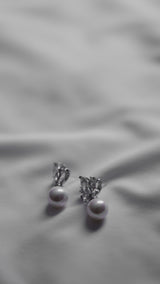 Harper bridal earrings floating pearls silver