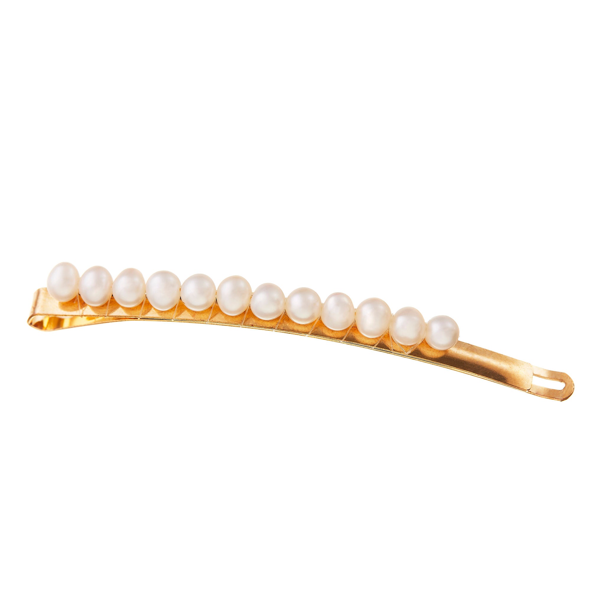 Elegant gold hair clip wedding with pearls, perfect for completing your bridal hair accessory collection.