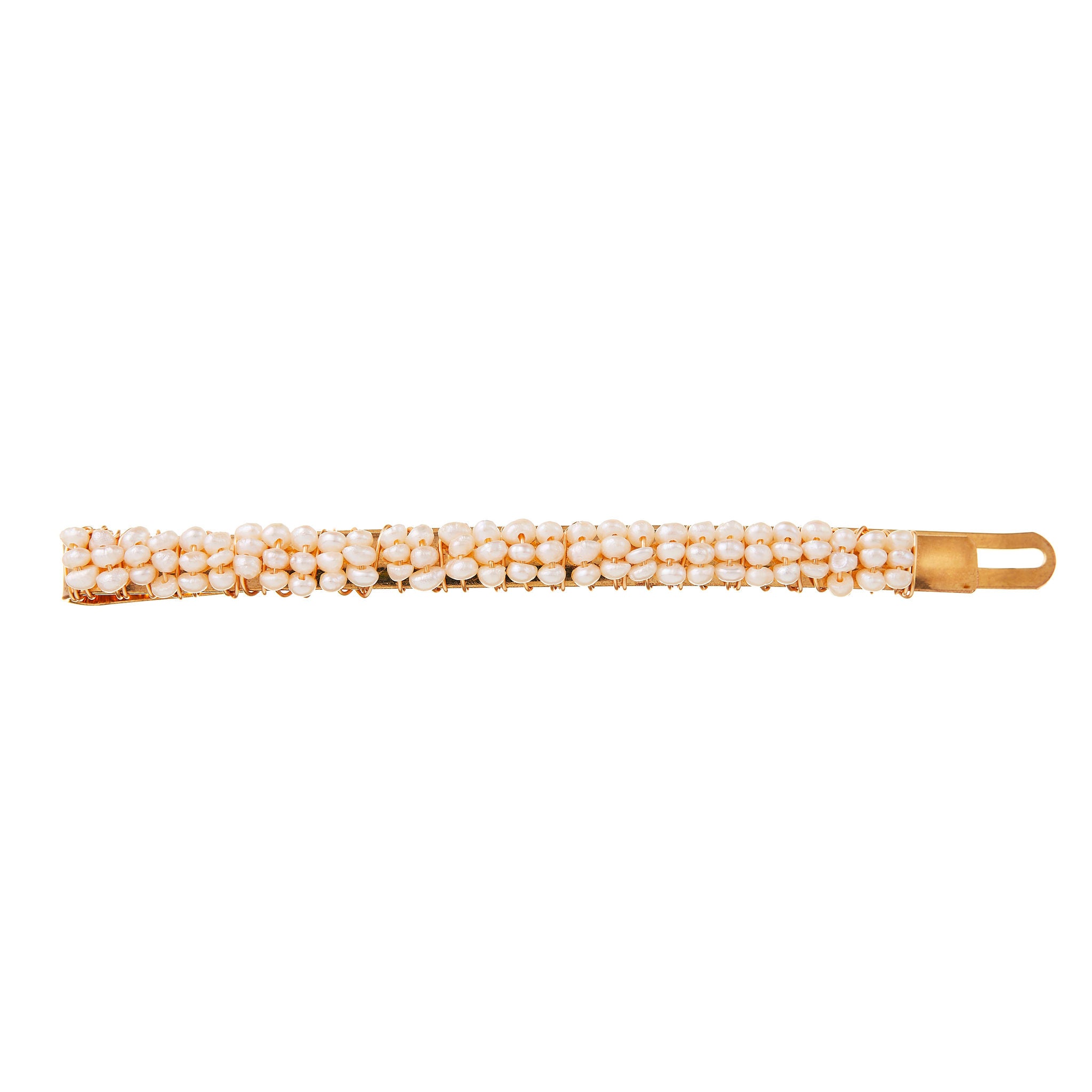 Gold wedding hair clip with pearls, the perfect accessory to enhance any bridal hair style for your special day.
