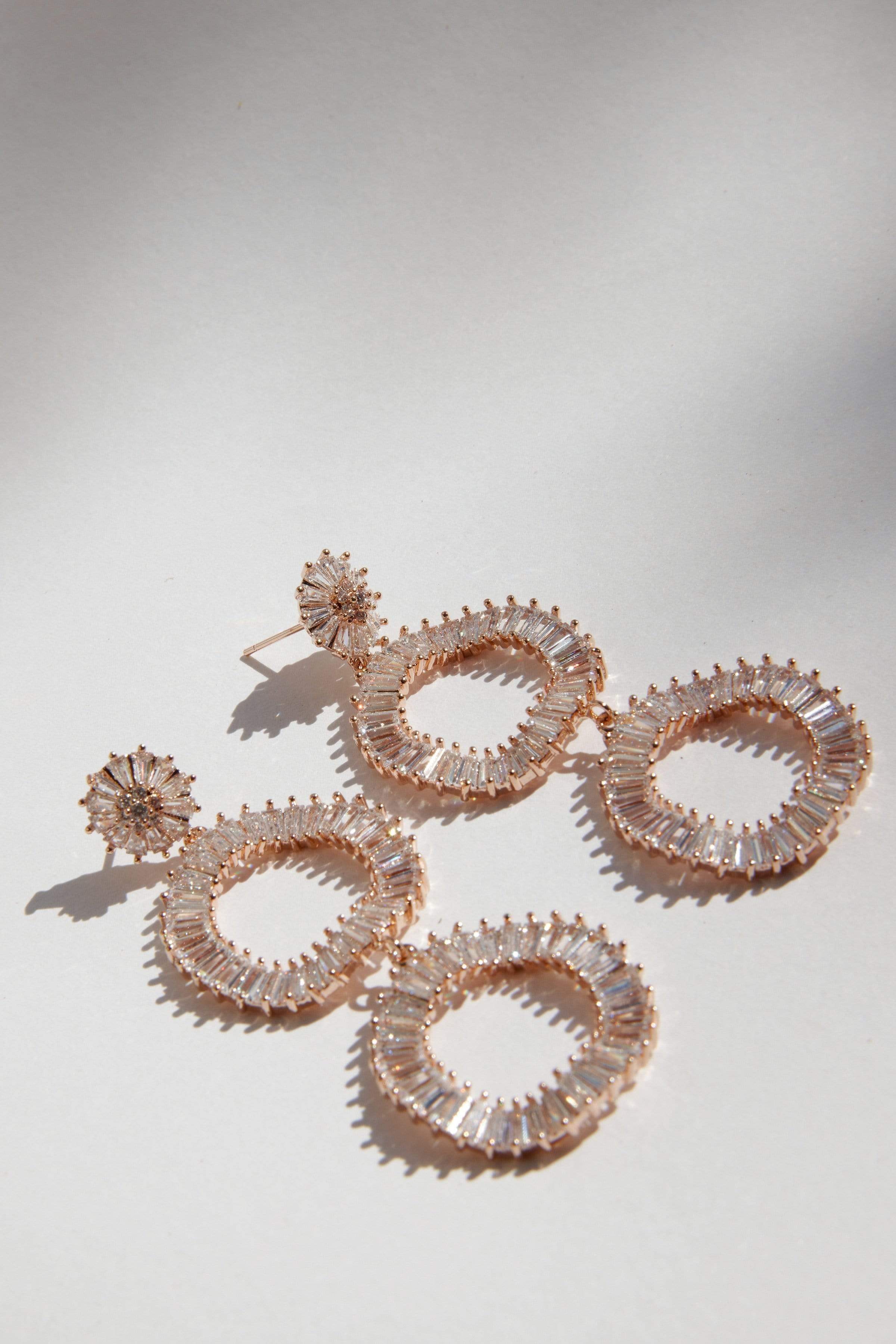Bridal Jewellery, Wedding Jewellery, Double Hoop Earrings, Boho style wedding earrings, Australian designed bridal hoop earrings, Rose gold bridal earrings, online jewellery shop, melbourne jewellery shop