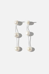 Amelie George Imogen Medium Silver Pearl Wedding Earrings