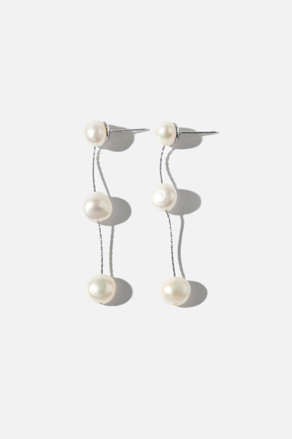 Amelie George Imogen Medium Silver Pearl Wedding Earrings