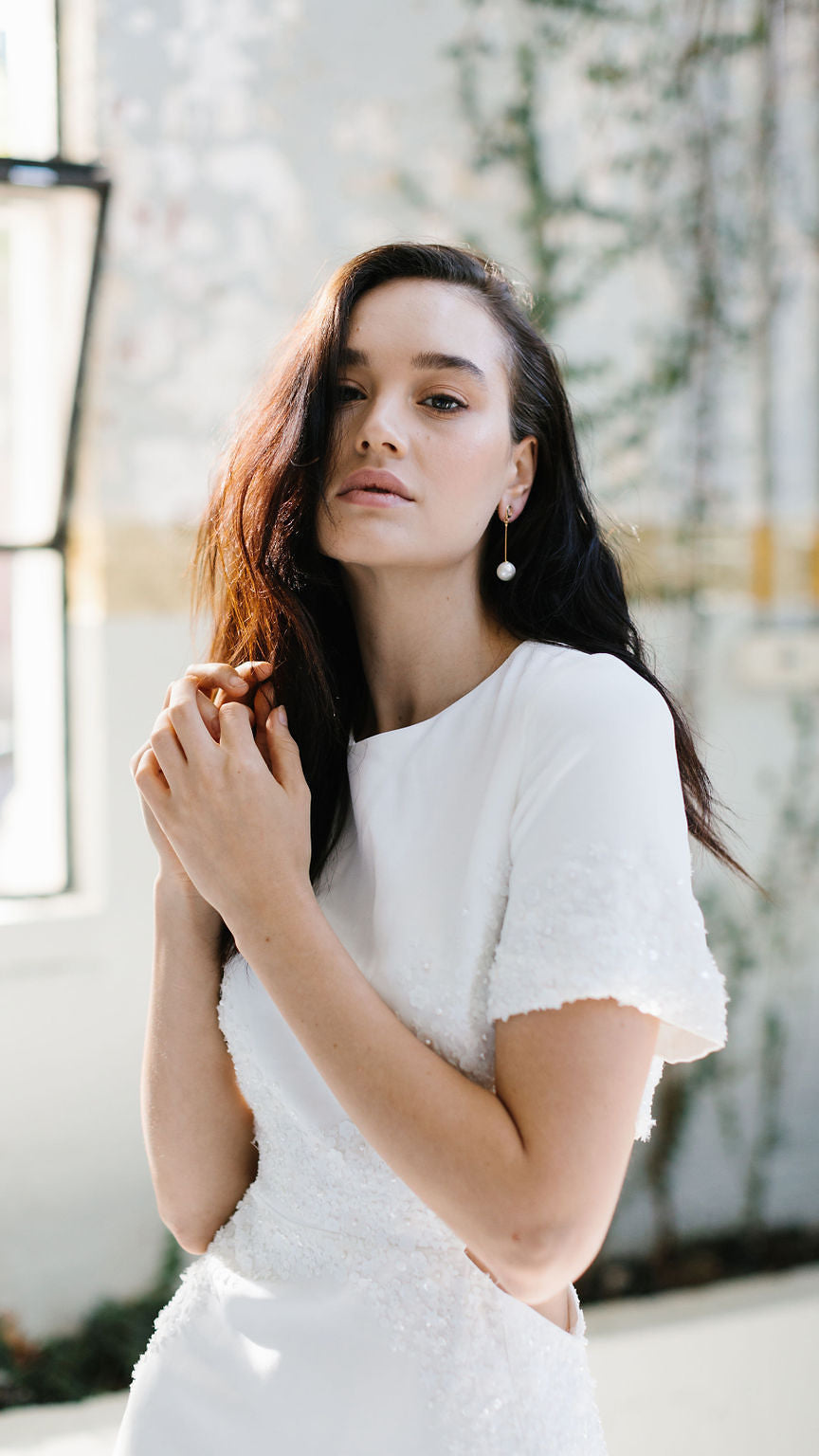 BELLA - Long Pearl Drop Earrings