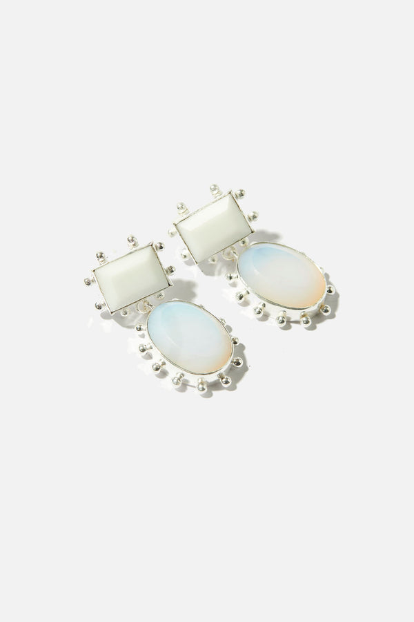 Ariel Blue Moonstone Wedding Earrings - Bridal Statement Jewelry silver